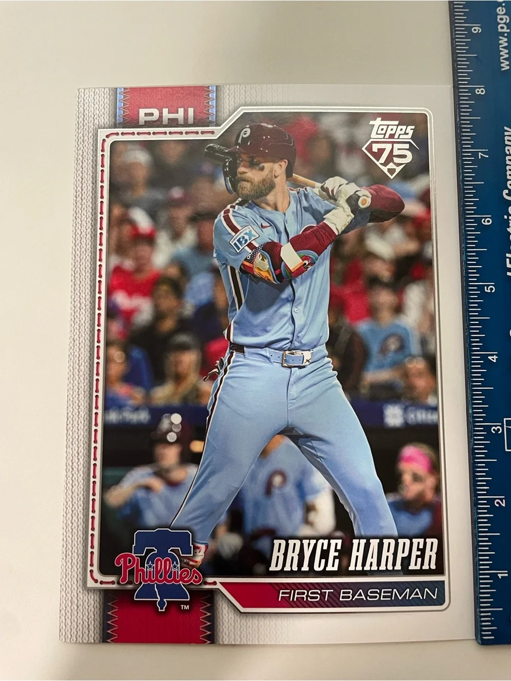 Topps Bryce Harper Baseball Card - Light Blue & Maroon - Picture 3 of 4